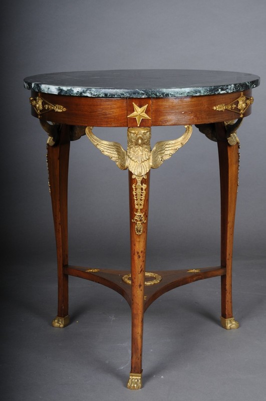 Empire Side Table From The 19th Century, Gilded Bronze, Eagle, Mahogany gallery