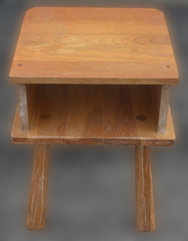 Mid Century Rustic Western Brandt Furniture Ranch Oak Step Corner Table gallery