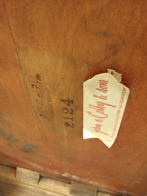 Vintage Gold Wood Signed Mid-Century End Cir 1960s John Colby & Sons Signed gallery