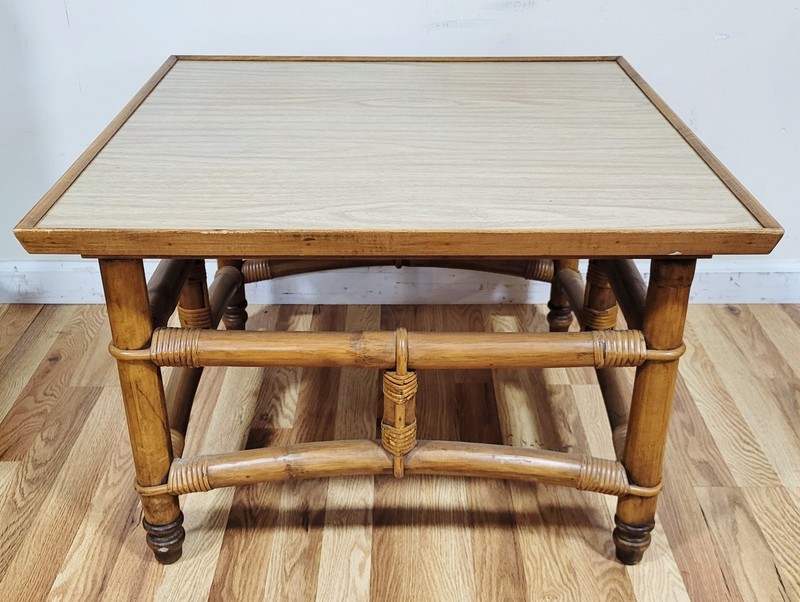 Vintage Mid-Century MODERN BAMBOO Style COFFEE TABLE John Wisner for FICKS REED gallery