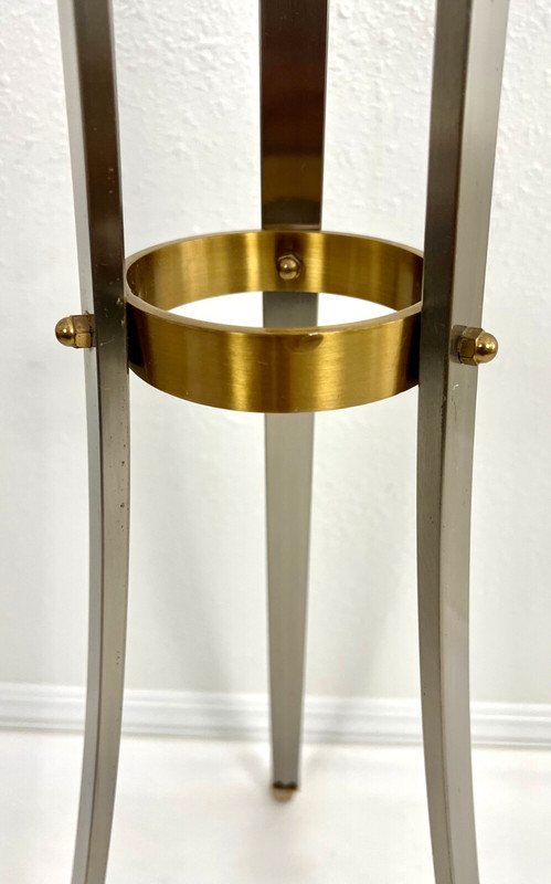 Italian Maison Jansen Brass Steel Ram Heads Pedestal Stand Table gallery