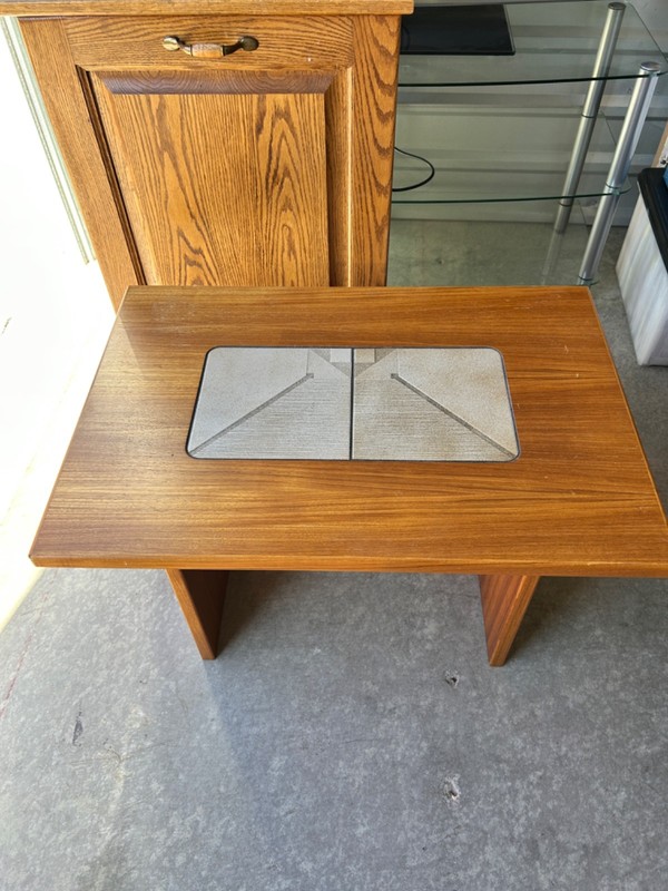 Scandinavian Modern Teak Rectangular Side End Table Tile Insert by Gangso Mobler gallery