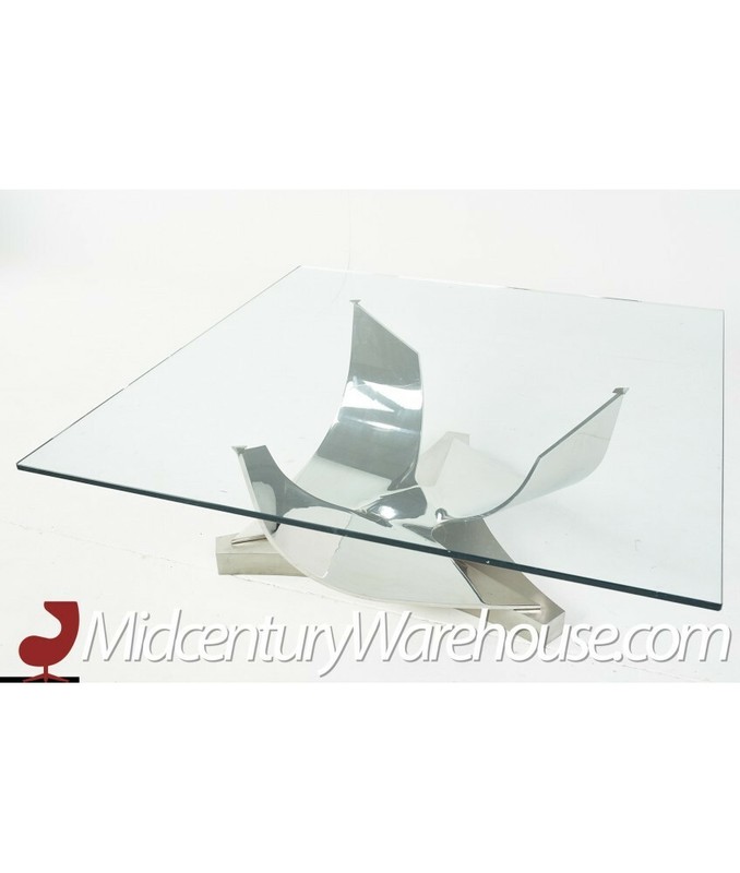 Ron Seff Polished Chrome, Stainless Steel and Glass Coffee Table gallery