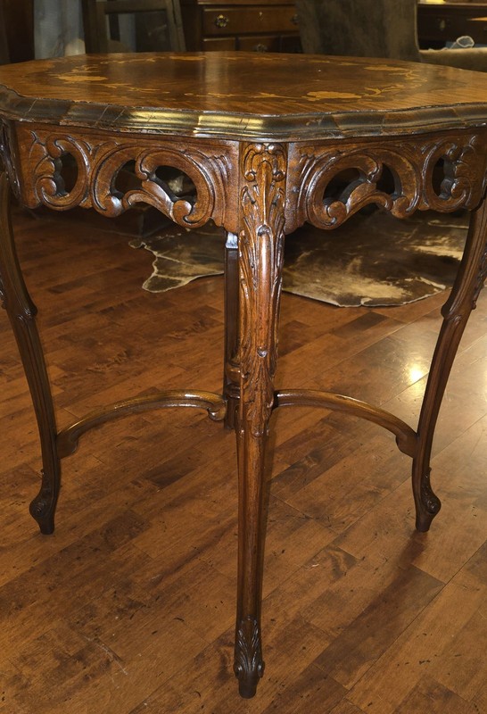 Antique French Mahogany table Louis XV Gueridon Marquetry 1900 Shop close !!! gallery