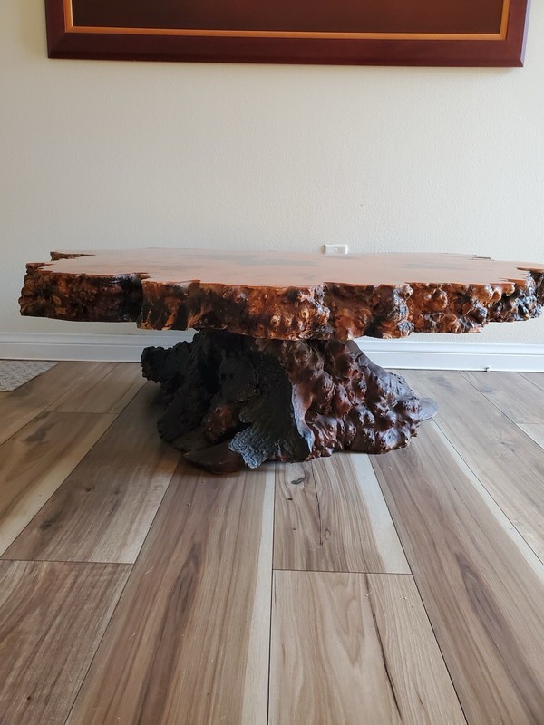 Live Edge Redwood Burl Coffee Table – Vintage Craftsmanship gallery