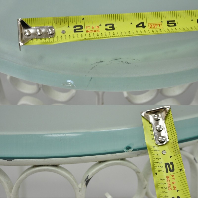 Arthur Umanoff Wrought Iron Scroll Low Round Glass Top Side Tables - a Pair gallery