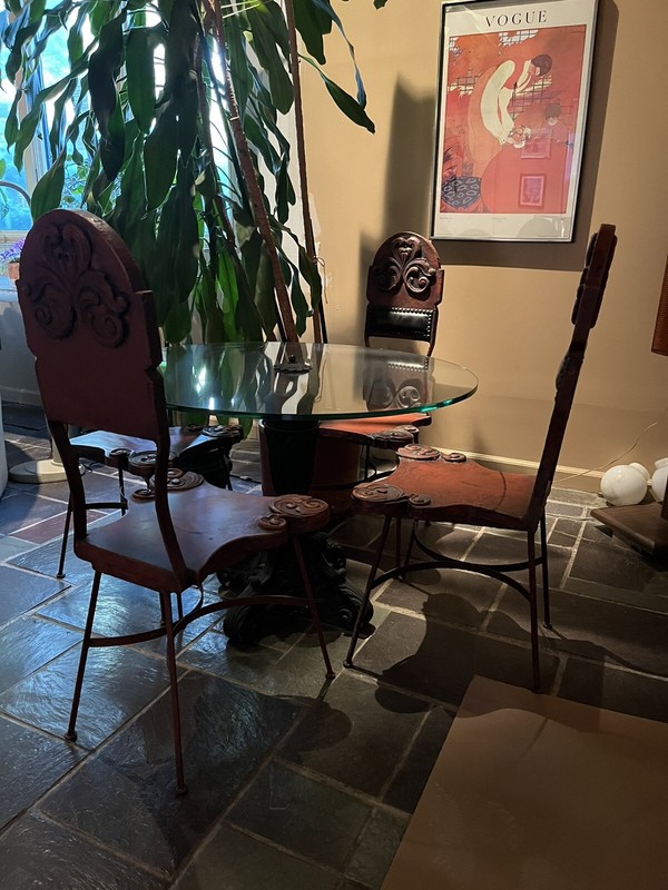 Antique Glass Table And Chairs