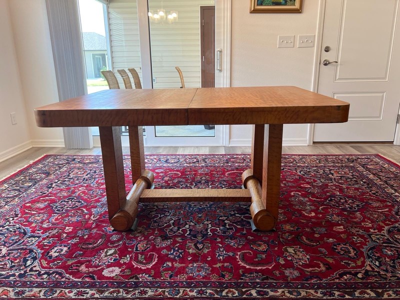 Art Deco Dining Table, Flamed Oak, High Quality