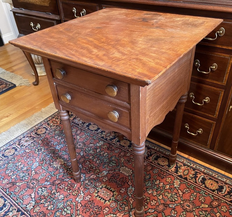 Tiger Maple And Cherry Antique Nightstand Or Work Table Circa 1840’s gallery