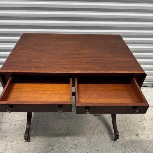 19th Century Mahogany Drop-Leaf Sofa Table With Chair gallery