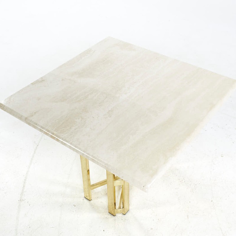 Henredon Mid Century Brass and Travertine Side Table gallery