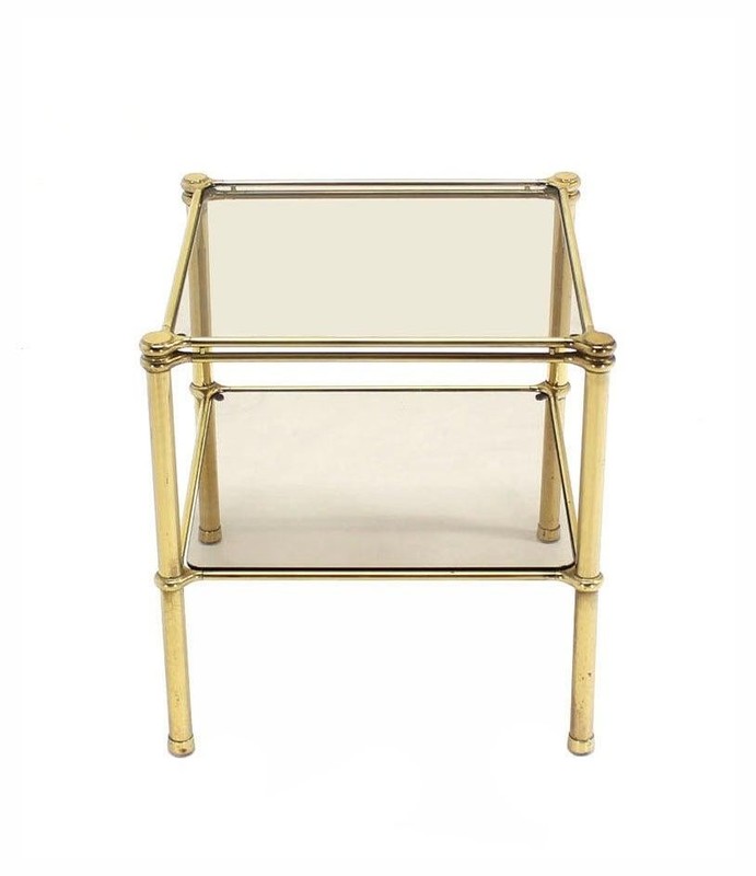 Unusual Brass Square Two-Tier Side or End Table gallery