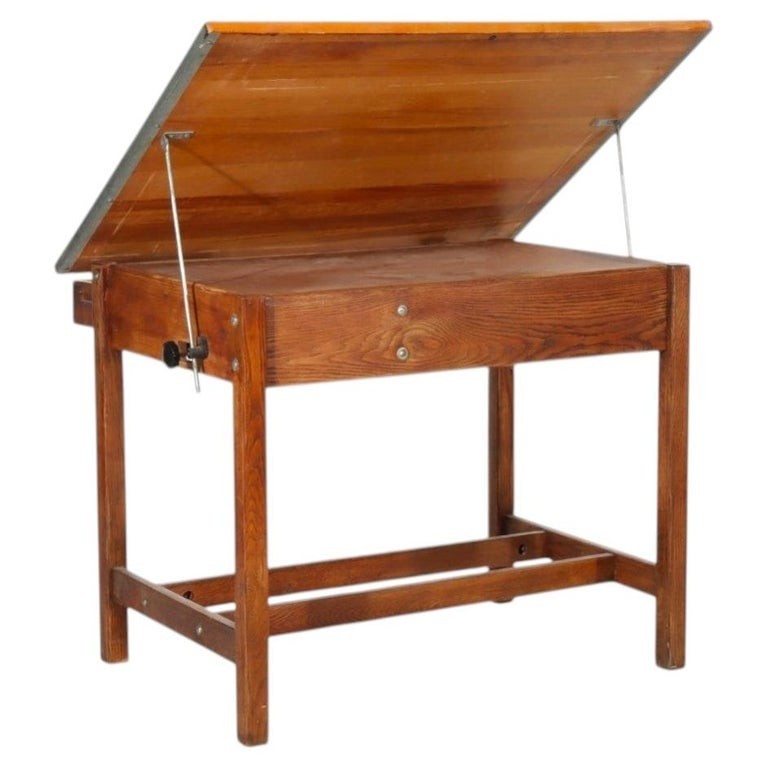 Antique Arts & Crafts Oak Adjustable Drafting Table C1930 gallery