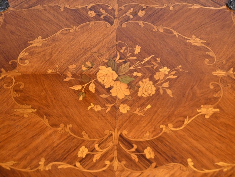 1880 Antique French Louis XV Walnut & Satinwood Inlaid Flip top Game Table gallery