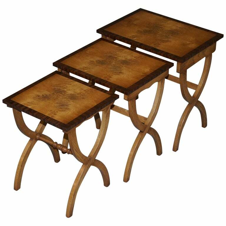 BRAND NEW BEVAN FUNNELL BURR / BURL OAK NEST OF TABLES ABSOLUTELY STUNNING