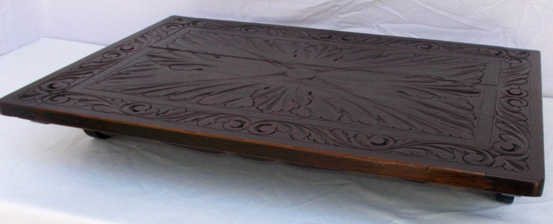 Antique wood Italian Renaissance rolling Butler serving cart table tray gallery