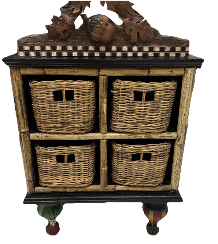 VTG Peggy Fairfax Herrick 1999 Hand Painted Wooden Cubby Table Whimsical Decor
