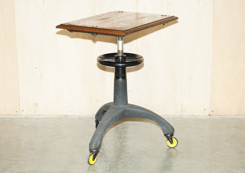 VINTAGE HAMBLIN LONDON LTD HEIGHT ADJUSTABLE OPTICIANS TABLE ON WHEELS gallery