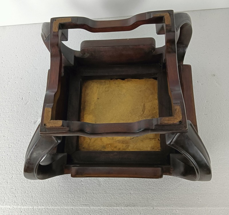 Small gorgeous low chinese side bonsai table marble top mother of pearl wood vin gallery