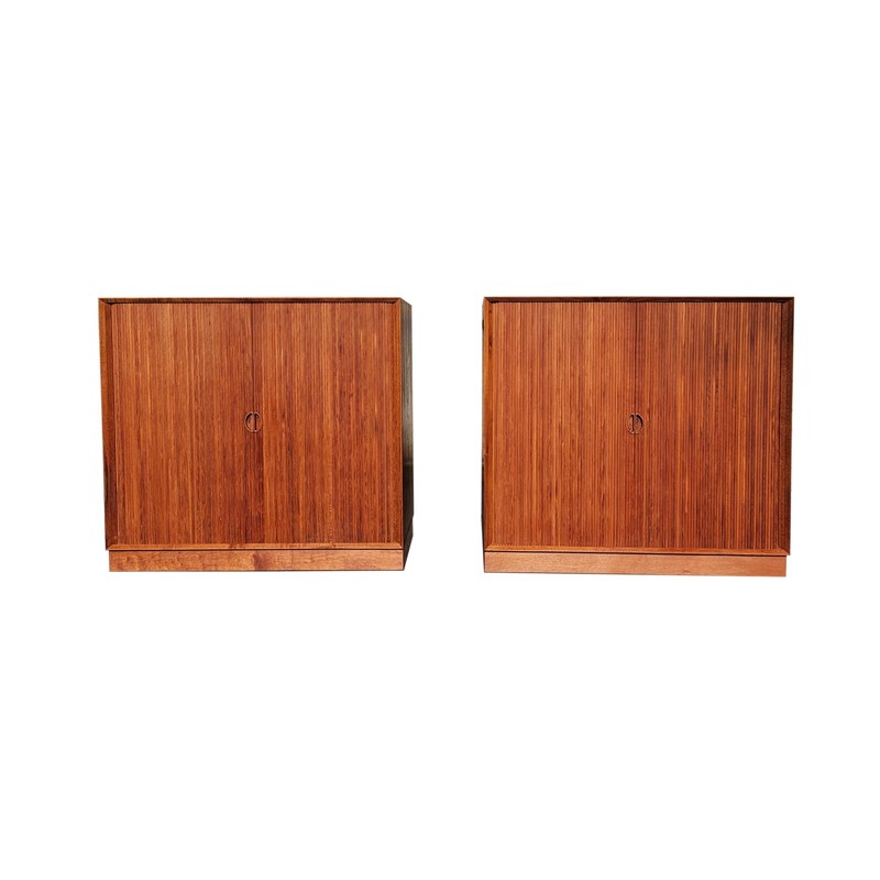 A Pair of Mid century Danish modern tambour doors cabinets by Peter Hvidt