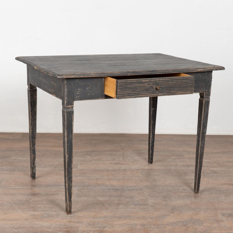 19th Century Swedish Black Side Table with Single Drawer gallery