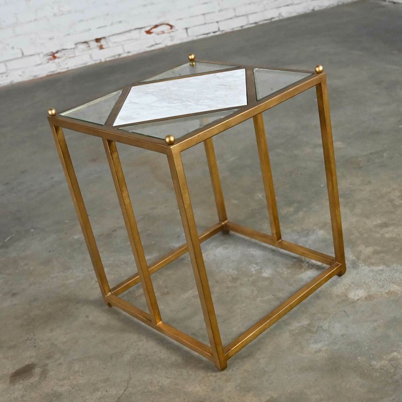 Chelsea House Jamie Merida Collection Iron Antique Gold Leaf Harlequin Side Tabl gallery