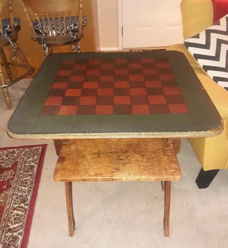 WAS $695 Antique Primitive Rustic Chess Checkers Table /Converts To Chair Rare!