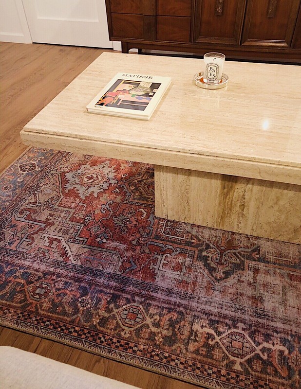 Vintage Italian Travertine Coffee Table | MCM Postmodern Polished Stone gallery