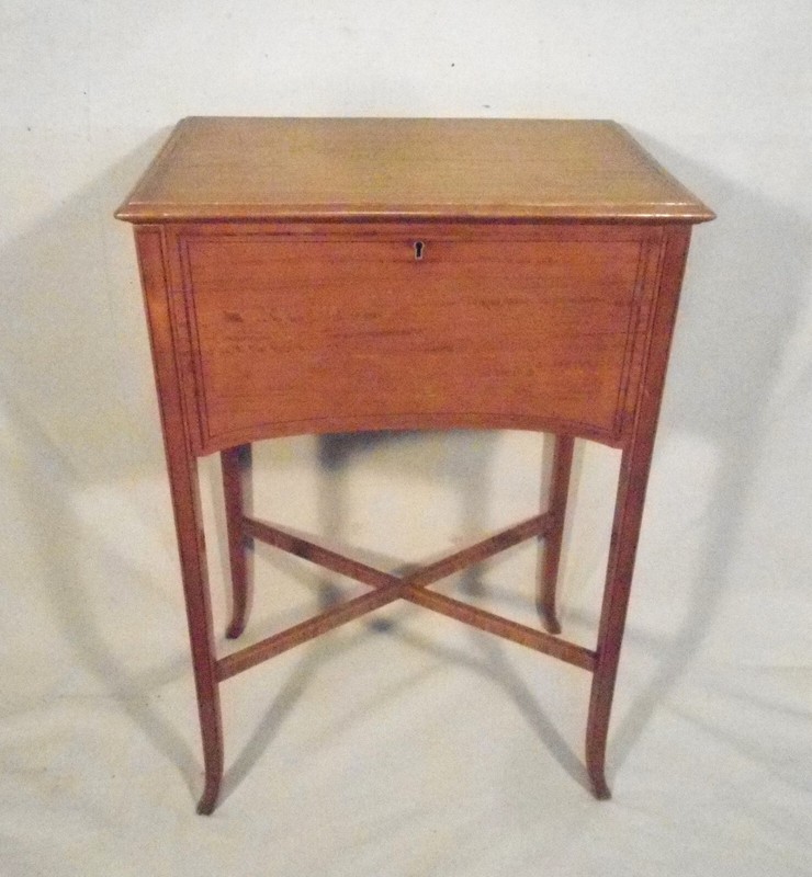 ANTIQUE 19th CENTURY SATINWOOD CLASSICAL REGENCY SEWING STAND gallery