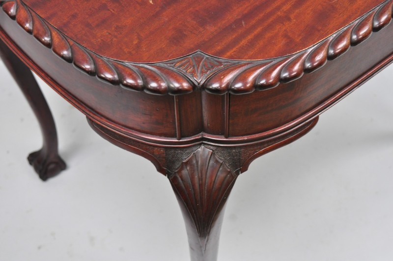 Antique Chippendale Style Rope Carved Mahogany Ball and Claw Parlor Side Table gallery