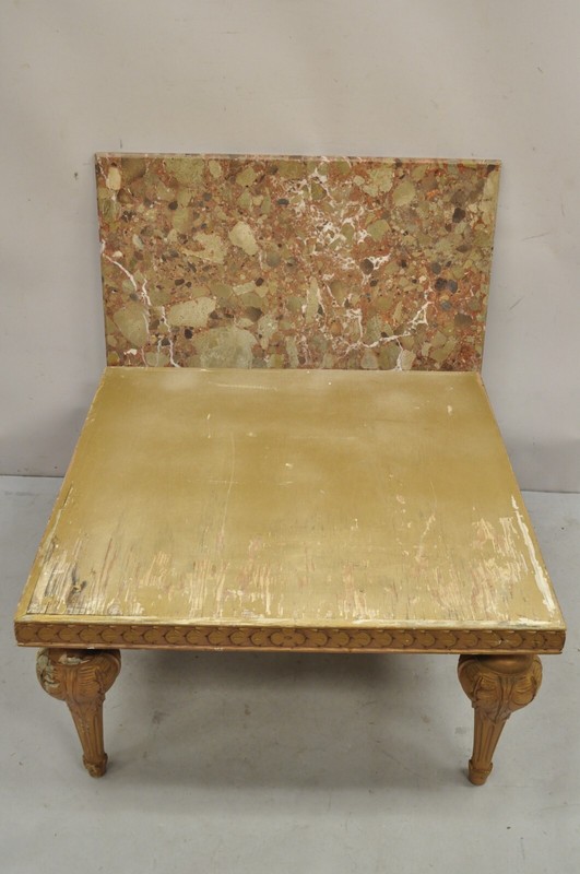 Vintage Italian Neoclassical Style Pink Rouge Marble Square Coffee Table gallery