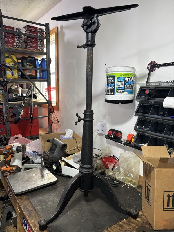 ANTIQUE Dietzgen CAST IRON TELESCOPING DRAFTING Table Base WITH Black PAINT.