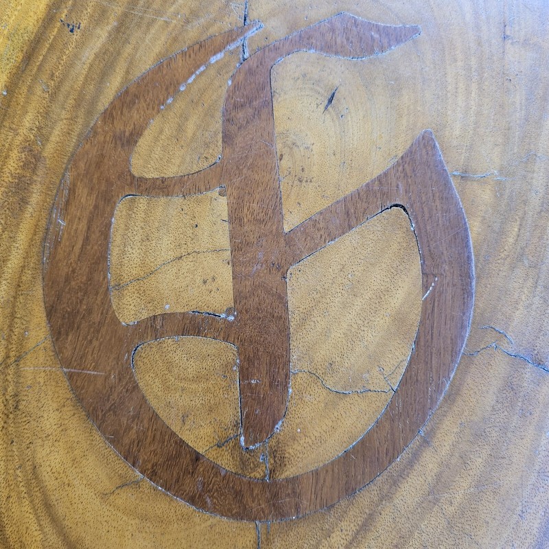 Vtg Wood Inlay Table Top "Letter G" Monogram gallery