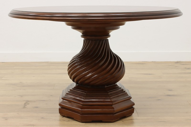 Georgian Vintage Birch Top Round Dining Table, Drexel #54362 gallery