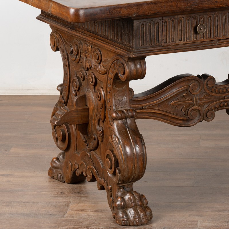 18th Century Italian Carved Walnut Desk or Console Table gallery