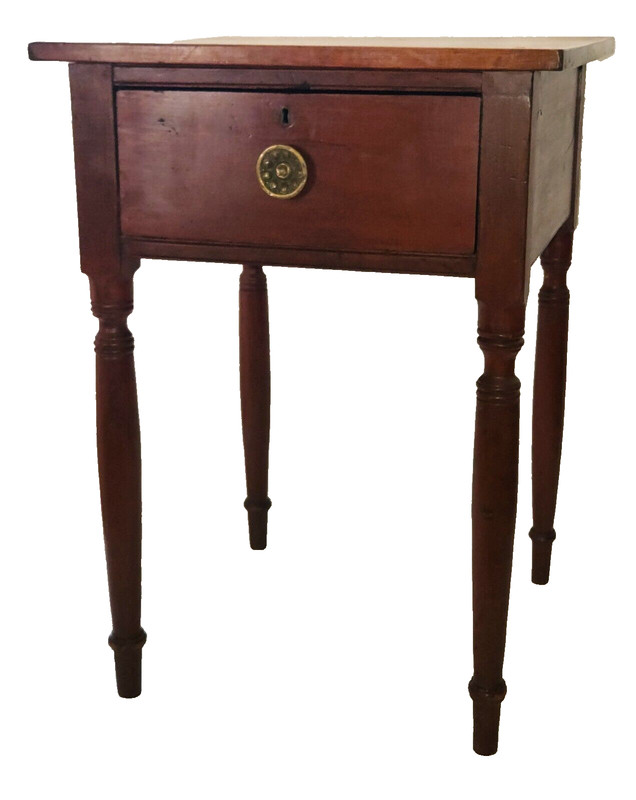 Rare Sugar Table, Stand, Cherry, Large Skirt Drawer, c1840, 30.5"t, gallery