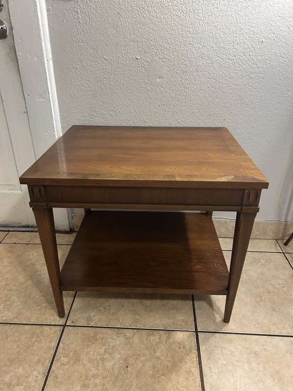 Vintage Lane 1960s Mid Century Modern Walnut Wood 2-Tier End Table A gallery