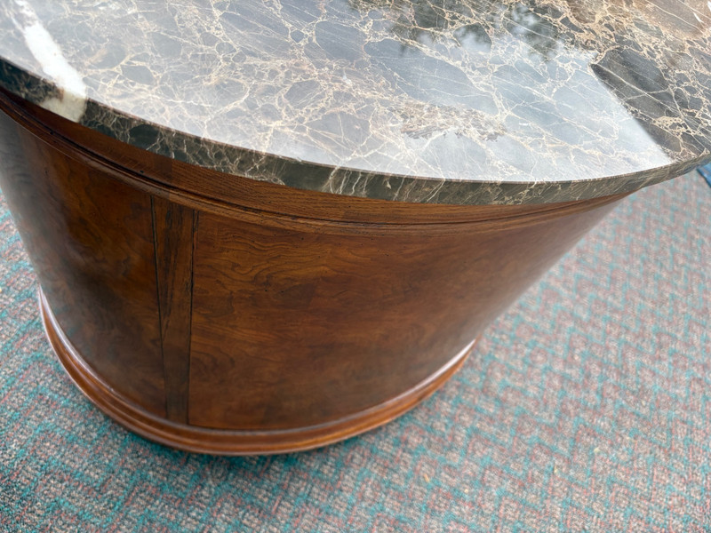 67824 Elegant Oval Marble Top Side Table with Storage Cabinet gallery