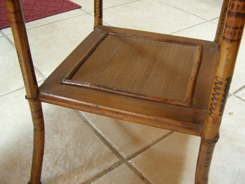 Vintage Victorian Chinese Bamboo Wicker Rattan Stand End Table Sewing Box gallery