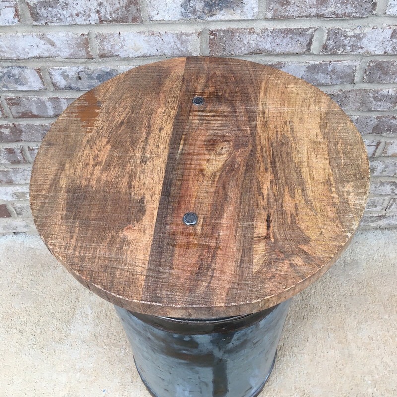 Rustic Antique Milk Can Round Table Reclaimed Wood Primitive Unique Man Cave Art gallery