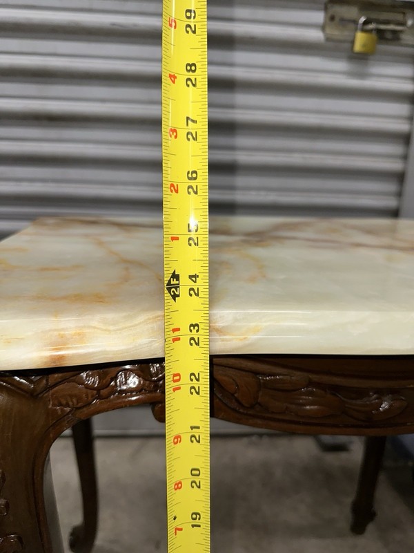 Antique French Coffee Side Table With Italian Marble On Top gallery
