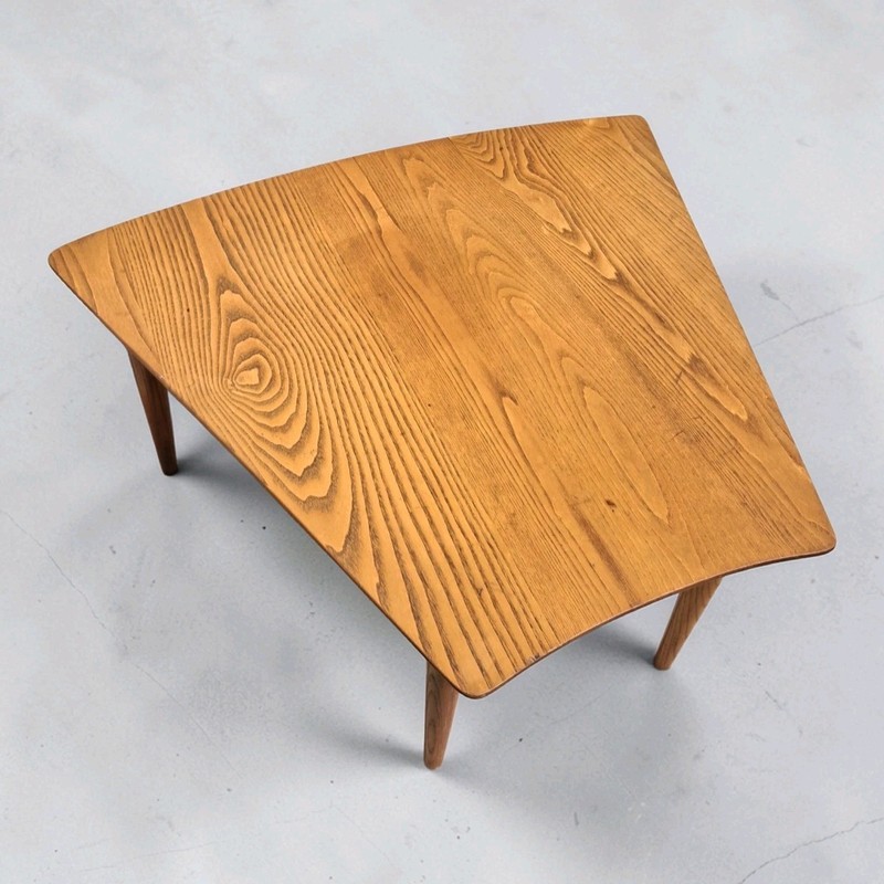 Mid Century Table Danish Triangle Shape Wood Table 28"x32'"×14.5" gallery