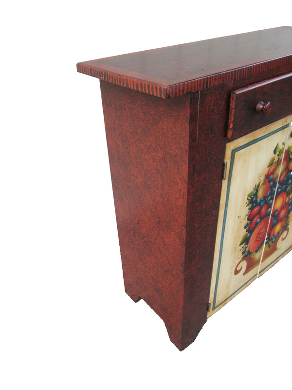 56069 HAND PAINTED FRUIT BASKET CONSOLE TABLE 2 DOOR CABINET WITH DRAWER gallery