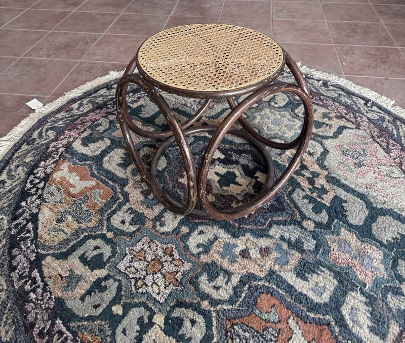 VTG Cane Thonet Footstool, Mid Century Modern Bentwood Stool/ Plant stand*READ