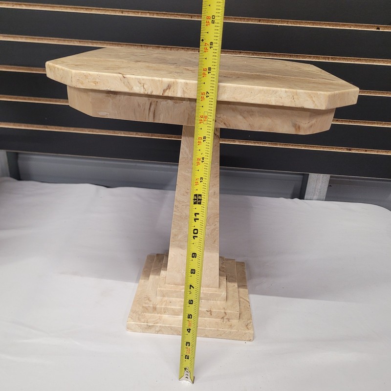 Vtg Tessellated Fossil Stone Pedestal End Tables Maitland-Smith Style 17.5" Pair gallery