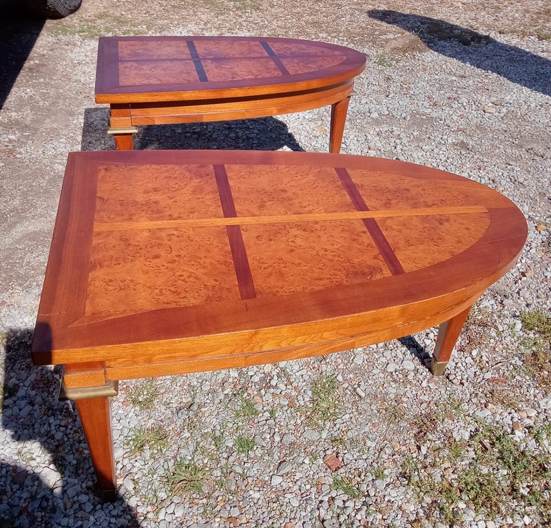 Mid Century Mahogany & Burl Elm Shield Top End Table (1 table) (RP) (ET537) gallery