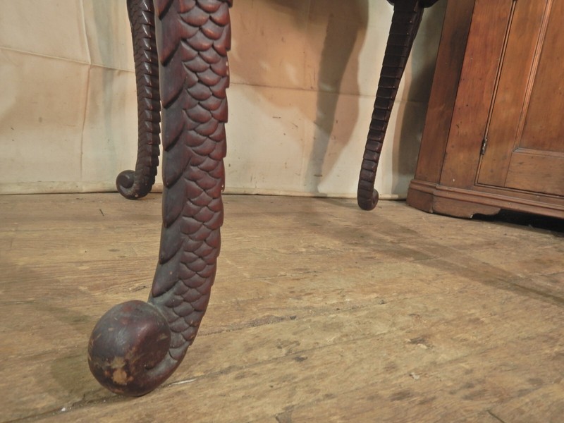 Carved Chinese Room Center Table 36" Dia. Dragons Sea Serpent legs gallery