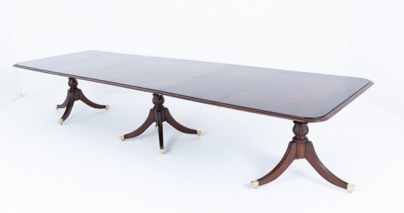 Regency Dining Table Pedestal Extending 20 Seater Mahogany