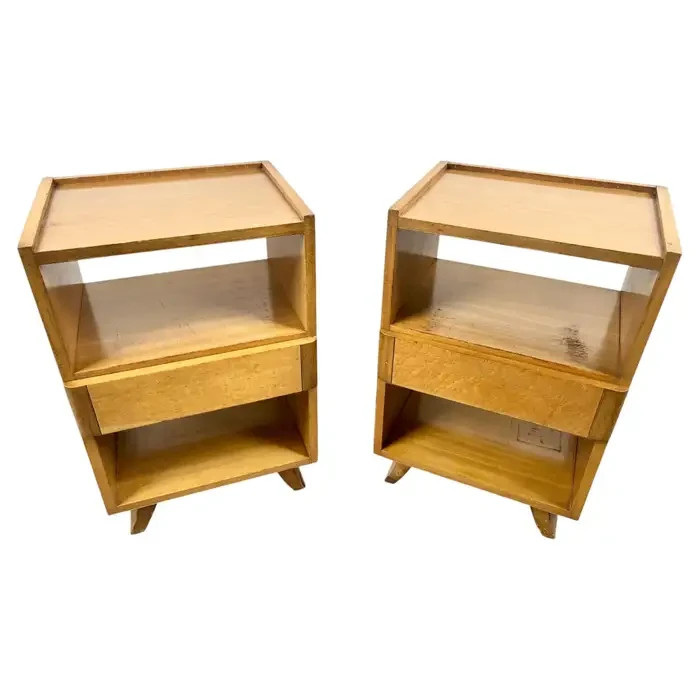 Mid-Century Modern R-Way Birdseye Maple Nightstand or End Table , a Pair gallery