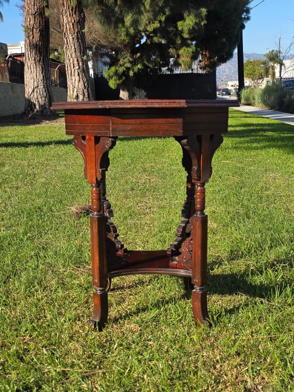 Late Victorian Chinoiserie Octagonal Parlour Table Carved Dragon Motifs (As-Is) gallery